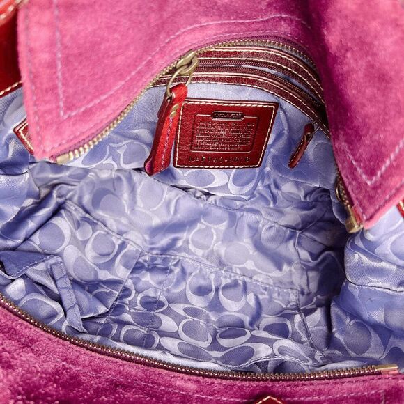 Coach Hampton Bucket Purple Suede Leather Shoulder SOHO Mid Size Tote Bag 9676 - Picture 4 of 12